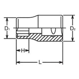 Koken 3410M-15 - 3/8 Sq. Dr. Socket 15mm Surface Length 28mm