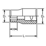 Koken 3410M-17 - 3/8 Sq. Dr. Socket 17mm Surface Length 29mm