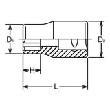 Koken 3410M-18 - 3/8 Sq. Dr. Socket 18mm Surface Length 30mm