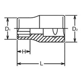 Koken 3410M-19 - 3/8 Sq. Dr. Socket 19mm Surface Length 30mm