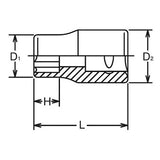 Koken 3410M-21 - 3/8 Sq. Dr. Socket 21mm Surface Length 32mm