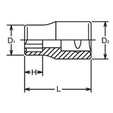Koken 3410M-24 - 3/8 Sq. Dr. Socket 24mm Surface Length 34mm