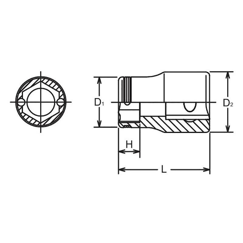 Koken 3450M-11 - 3/8 Sq. Dr. Socket 11mm Nut Grip Length 26mm