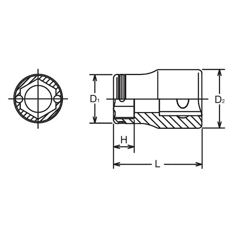 Koken 3450M-17 - 3/8 Sq. Dr. Socket 17mm Nut Grip Length 28mm