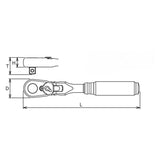 Koken 3726Z - 3/8" Sq Drive Ratchet Handle Flexible Head Length 178mm Z-series