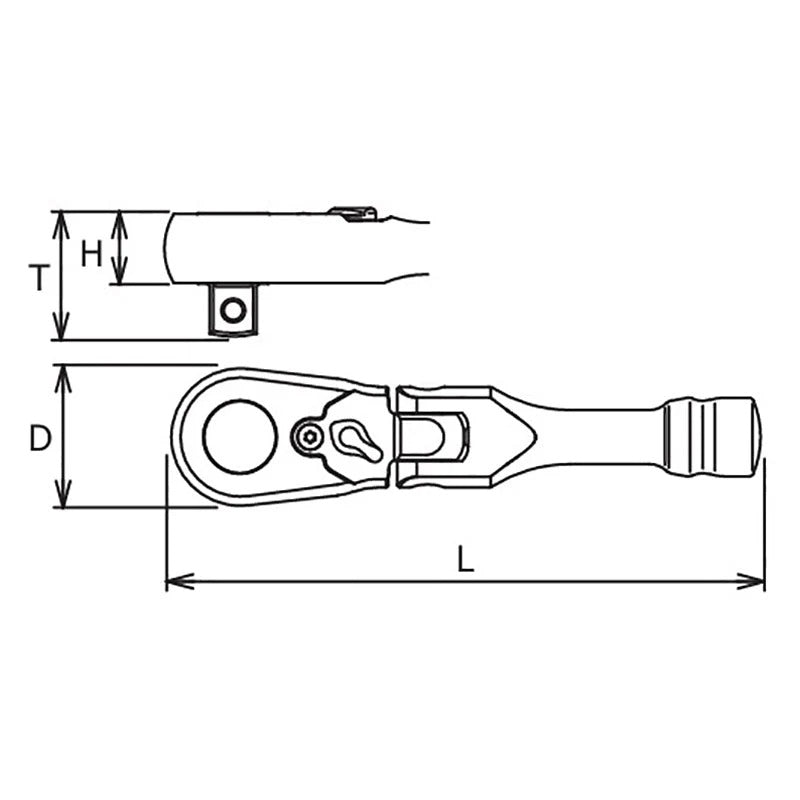Koken 3726ZS Z-Series 3/8" Sq.Dr. Flexible Ratchet, Reversible Short ,120mm Length - 72 Tooth