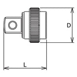 Koken 3756ZS - 3/8" Sq Drive Quick Spinner 25mm Length , Z-series
