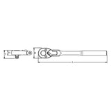 Koken 3774N - 3/8 Sq. Dr. Ratchet Handle 24 teeth Flexible Head Length 265mm Metal Handle