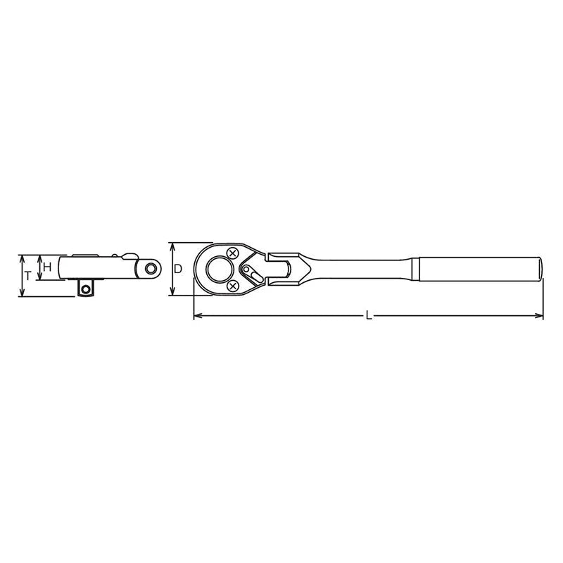 Koken 3774N - 3/8 Sq. Dr. Ratchet Handle 24 teeth Flexible Head Length 265mm Metal Handle