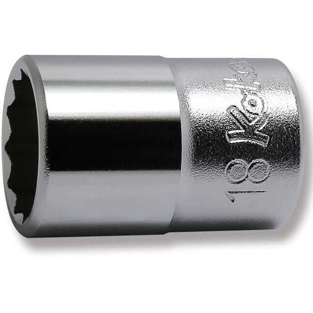 Koken 4405M-18 - 1/2 Sq. Dr. Chrome Metric 12 Point Socket 18mm