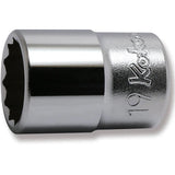 Koken 4405M-19 - 1/2 Sq. Dr. Chrome Metric 12 Point Socket 19mm