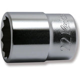 Koken 4405M-22 - 1/2 Sq. Dr. Chrome Metric 12 Point Socket 22mm
