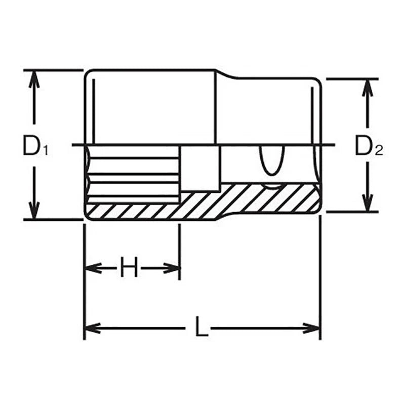 Koken 4405M-22 - 1/2 Sq. Dr. Chrome Metric 12 Point Socket 22mm