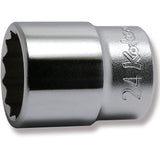 Koken 4405M-24 - 1/2 Sq. Dr. Chrome Metric 12 Point Socket 24mm