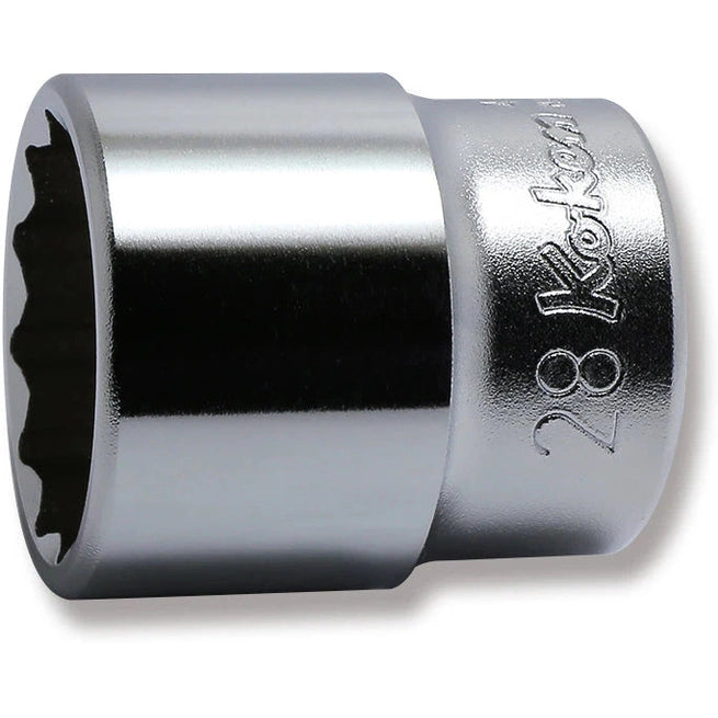Koken 4405M-28 - 1/2 Sq. Dr. Chrome Metric 12 Point Socket 28mm