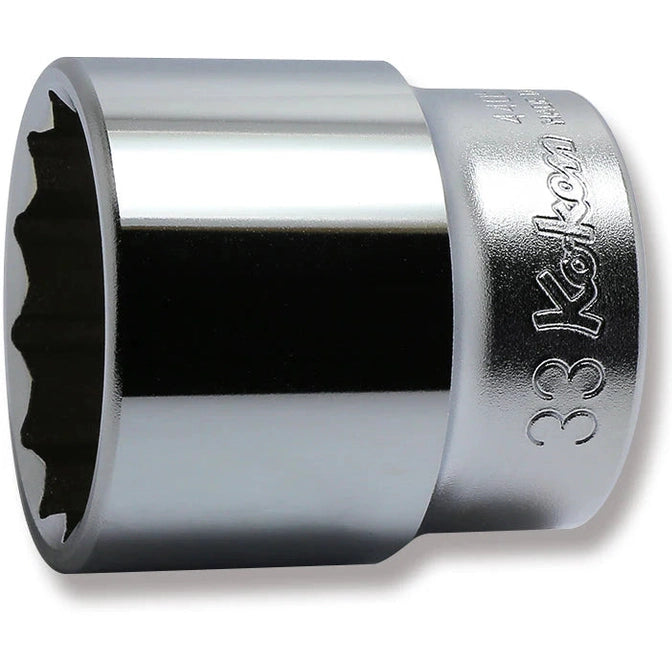 Koken 4405M-33 - 1/2 Sq. Dr. Chrome Metric 12 Point Socket 33mm