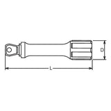 Koken 4763-75 - 1/2 Sq. Dr. Wobble-Fix Extension Bar Length 75mm