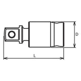 Koken 4771Z - 1/2 Sq. Dr. Universal Joint 1/2 Square Length 55.8mm Z-series