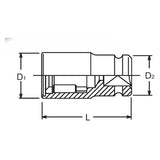 Koken BD004-12.5X16 - 1/2 Sq. Dr. Stud Puller 16mm 75mm