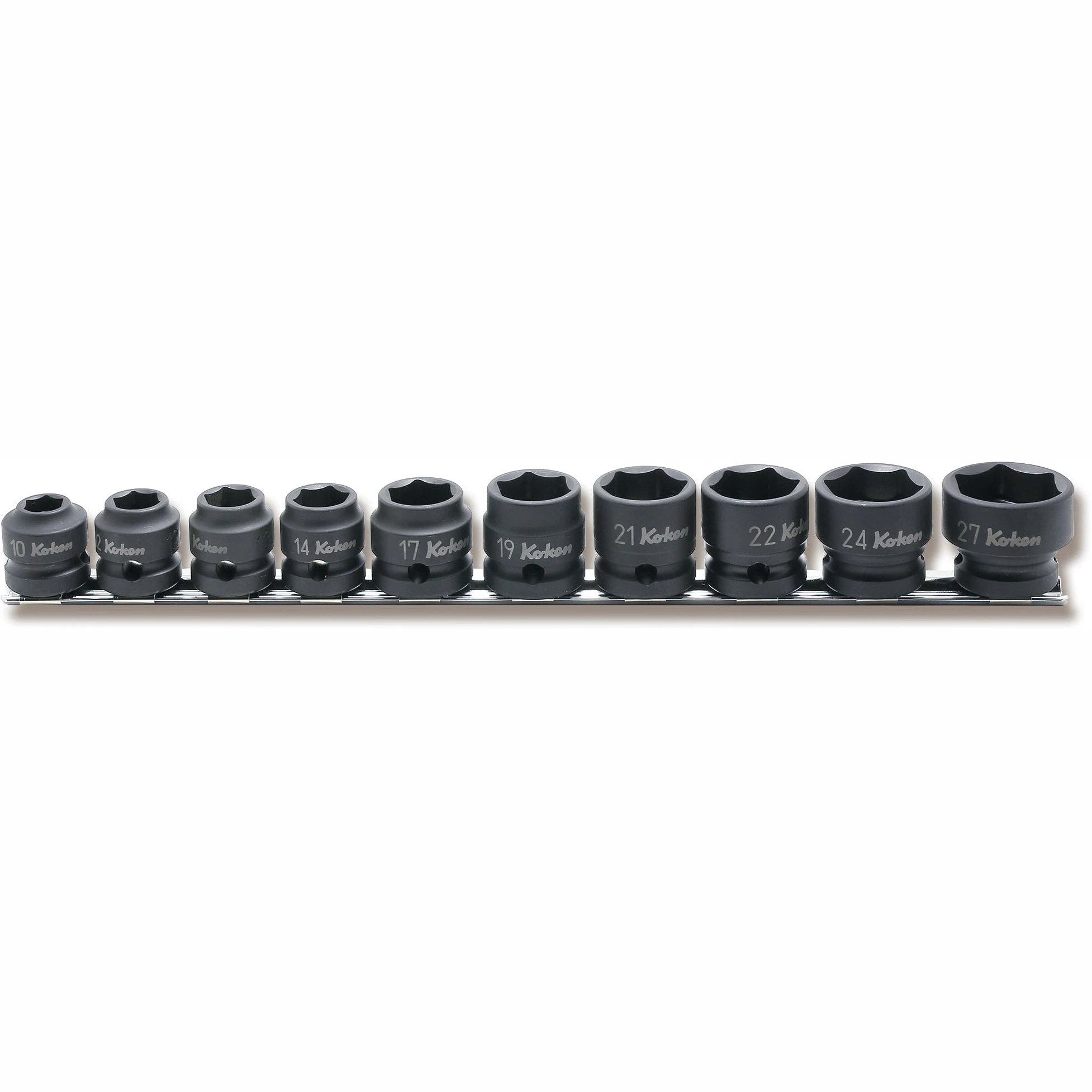 Koken RS14401MS/10 1/2 Sq. Dr. 10 Piece Thin Wall 6-Point Impact Metric Socket set 10-27mm