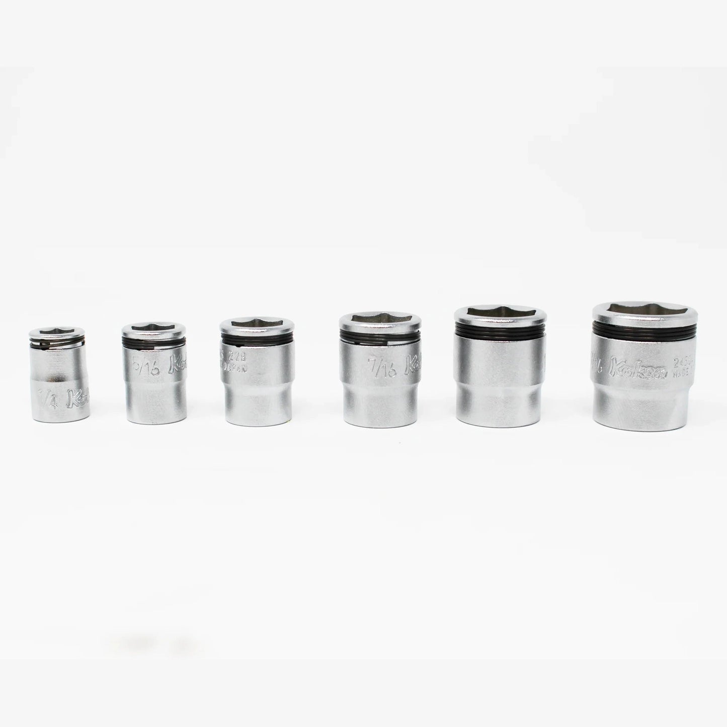 Koken RS2450AS/6 - 1/4" Sq Drive Nut-Grip SAE Short Socket Rail Set, 6 pcs.