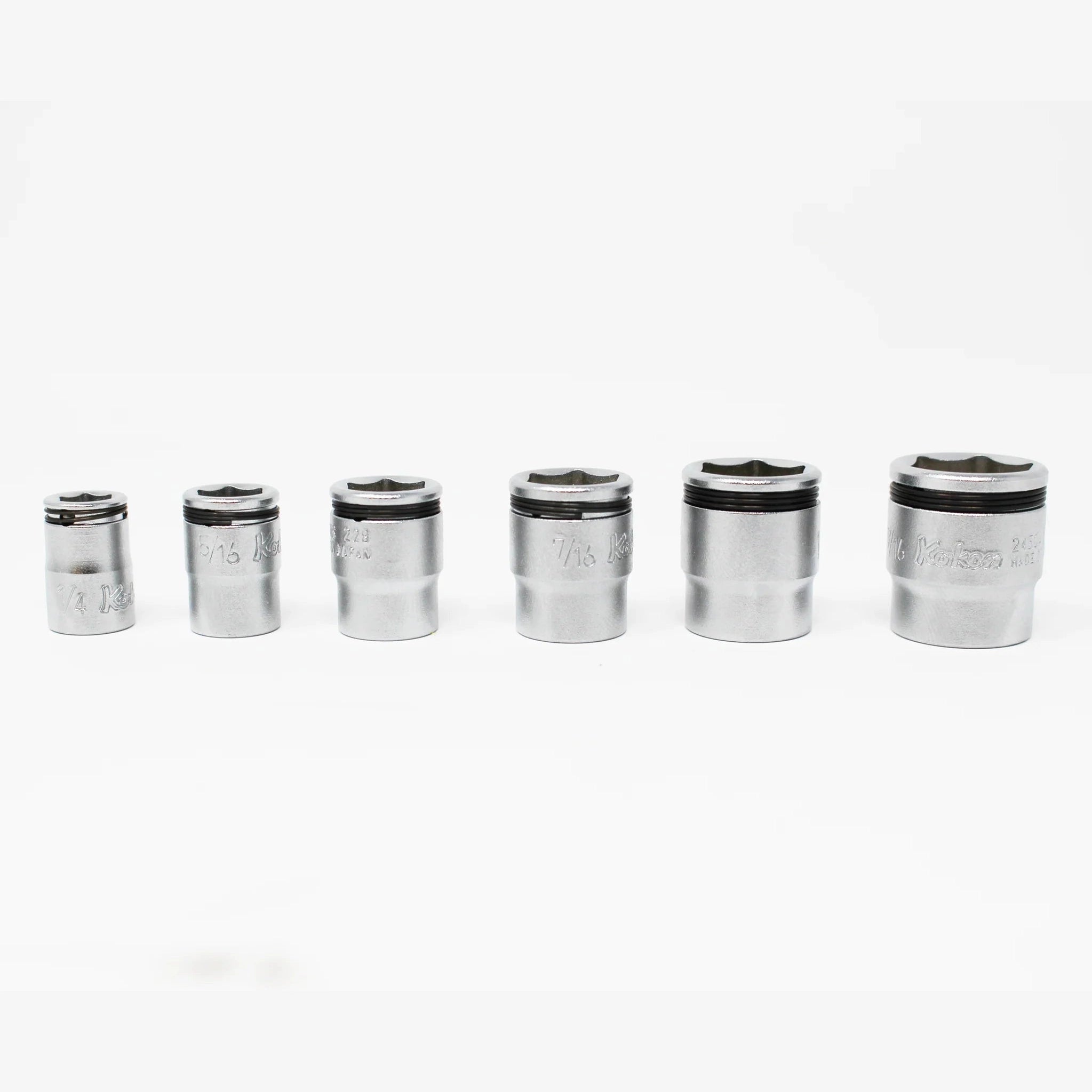 Koken RS2450AS/6 - 1/4" Sq Drive Nut-Grip SAE Short Socket Rail Set, 6 pcs.