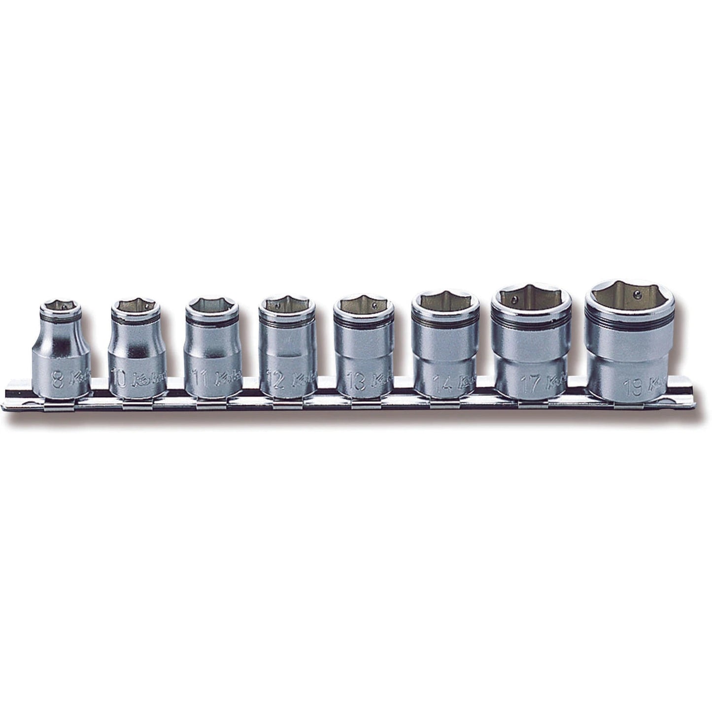 Koken RS3450M/8 - 3/8 Sq. Dr. Socket set 8mm-19mm Nut Grip 200mm 8 Pieces