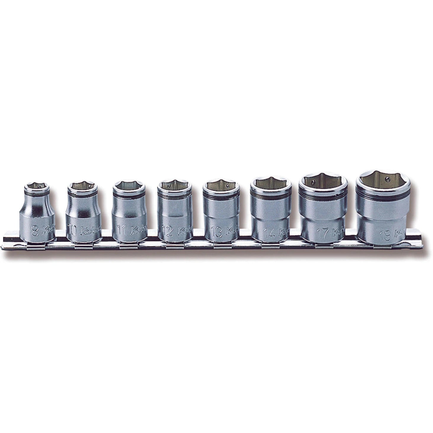Koken RS3450M/8 - 3/8 Sq. Dr. Socket set 8mm-19mm Nut Grip 200mm 8 Pieces
