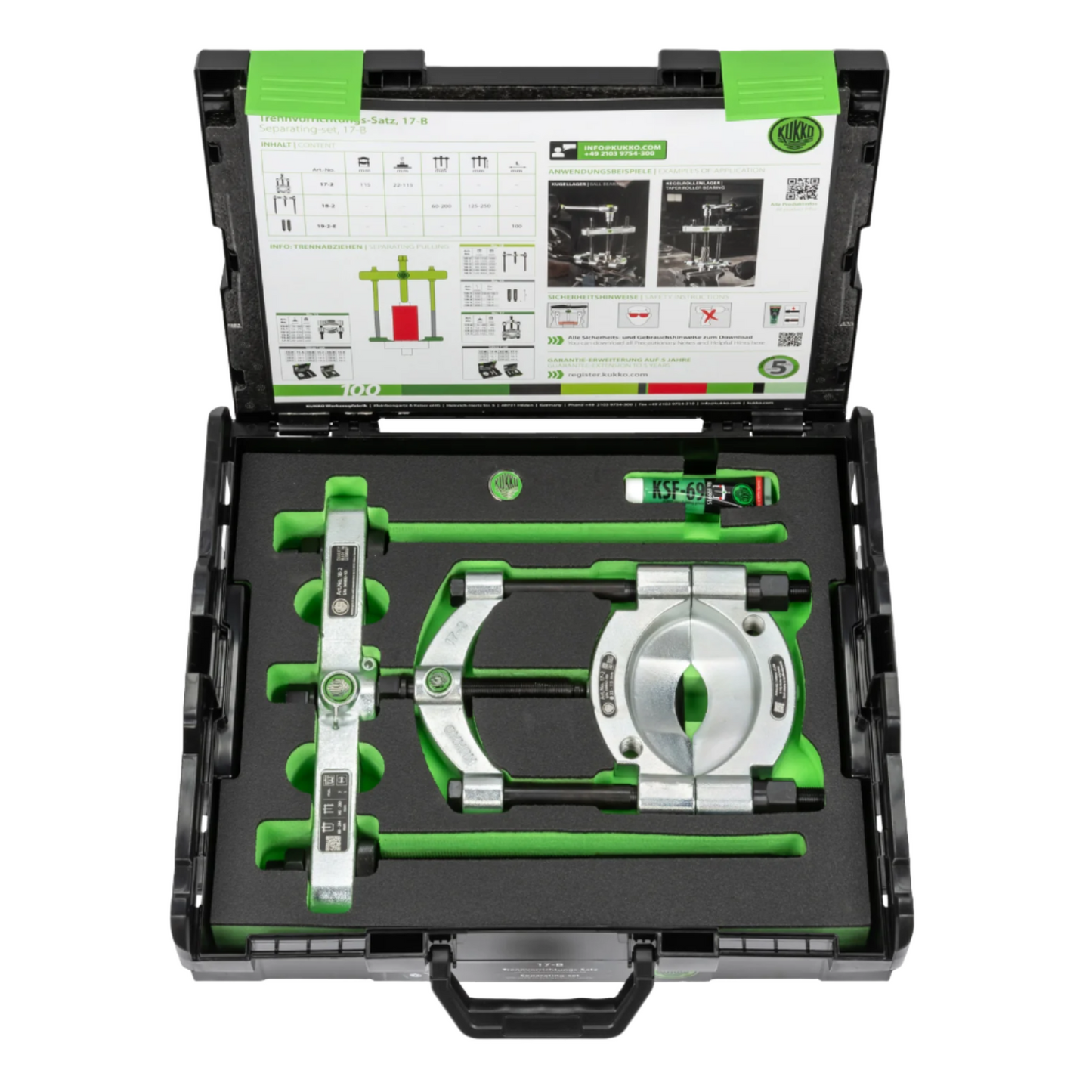 Kukko 17-B | 4-Piece Separator Set with Quick-Release Pressure Spindle Ø 22-115 mm/350 mm