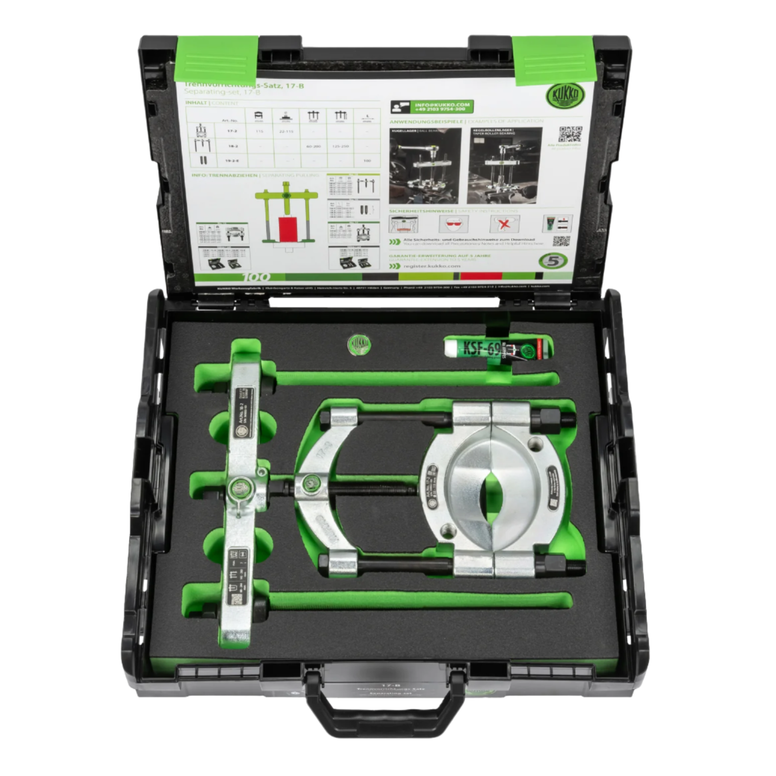 Kukko 17-B | 4-Piece Separator Set with Quick-Release Pressure Spindle Ø 22-115 mm/350 mm