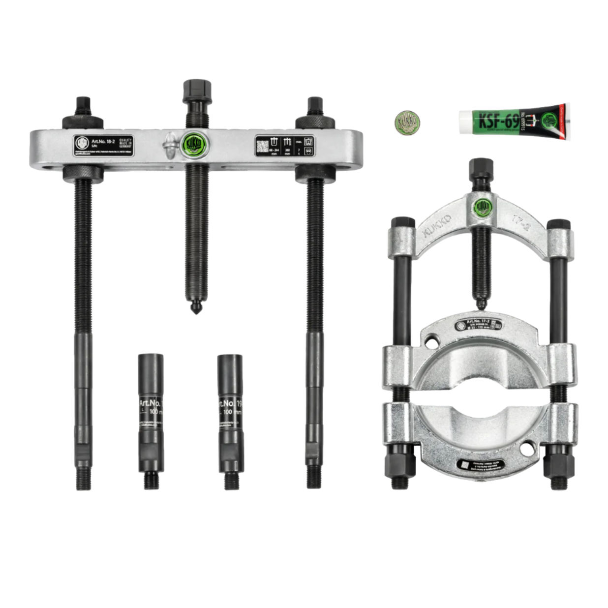 Kukko 17-B | 4-Piece Separator Set with Quick-Release Pressure Spindle Ø 22-115 mm/350 mm