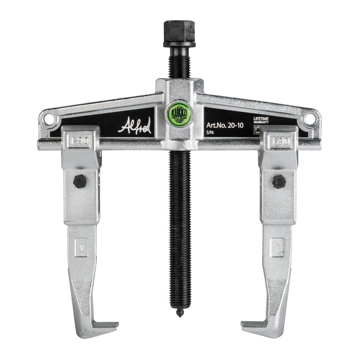 Kukko 20-10-4 - 2-jaw universal puller, up to 120 mm spread, 400 mm reach with extended extractor jaws