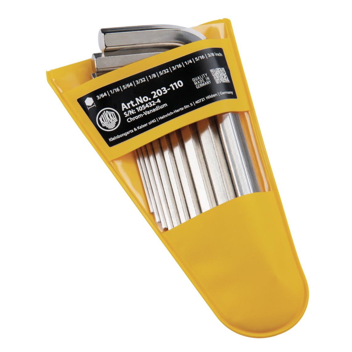 Kukko 203-110 - Wrench set in plastic case with key sizes 3/64; 1/16; 5/64; 3/32; 1/8; 5/32; 3/16; 1/4; 5/16; 3/8 inch