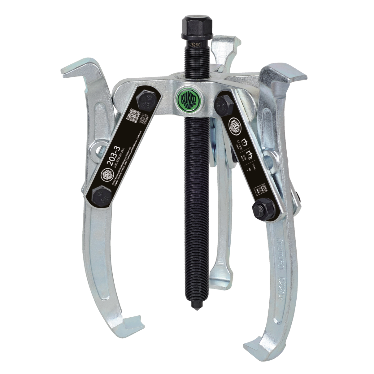 Kukko 203-3 - 3-armed lug puller 350 x 260 mm with oscillating and reversible puller legs and combi crosshead