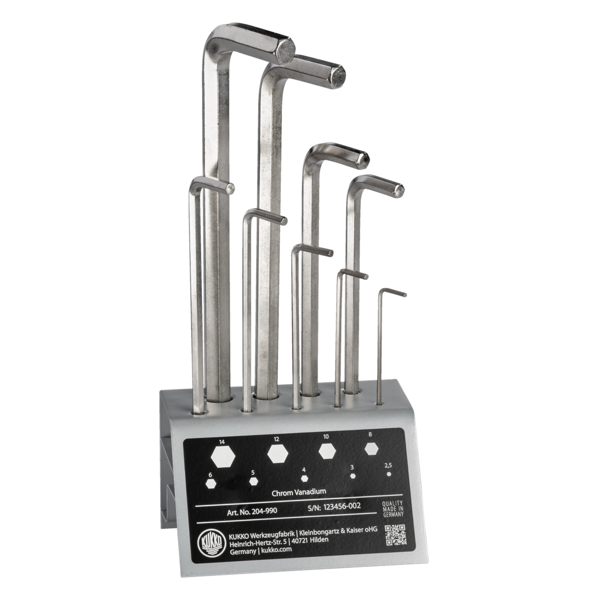 Kukko 204-909 - Sales and workshop stands for long hex keys ISO 2936 with key width 2,5, 3,0, 4,0, 5,0, 6,0, 8,0, 10,0, 12,0, 14,0
