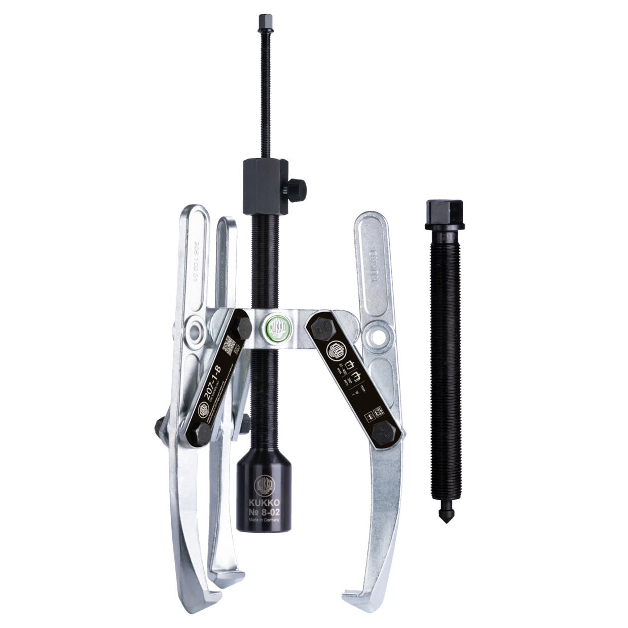 Kukko 207-02-B - Heavy-duty, 3-armed lug puller 300 x 220 mm with oscillating, height-adjustable puller legs, combination crosshead and grease-hydraulic spindle