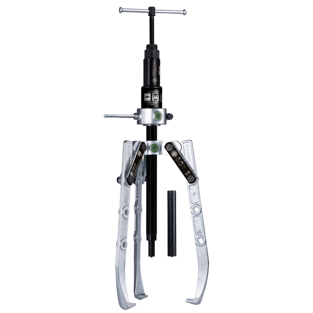 Kukko 209-2-B - 3-Jaw puller with oscillating puller arms, adjustable reach, hydraulic spindle, up to 450 mm spread, 400 mm reach