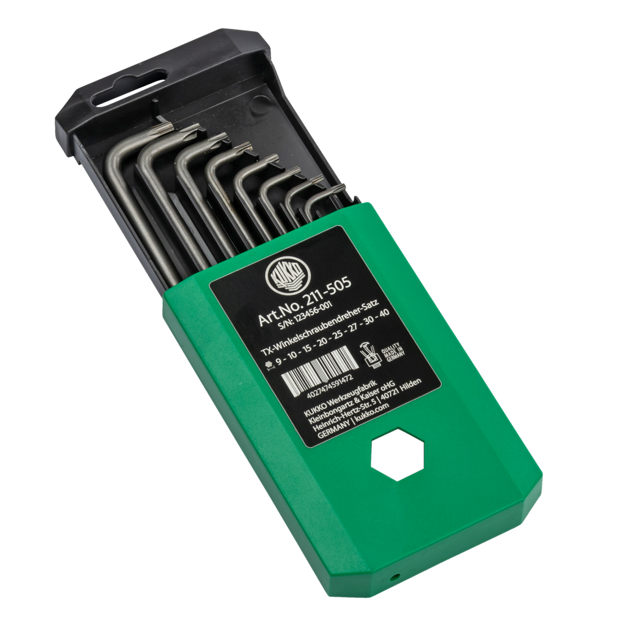 Kukko 211-505 - TX-Allen key set, key width 9, 10, 15, 20, 25, 27, 30, 40