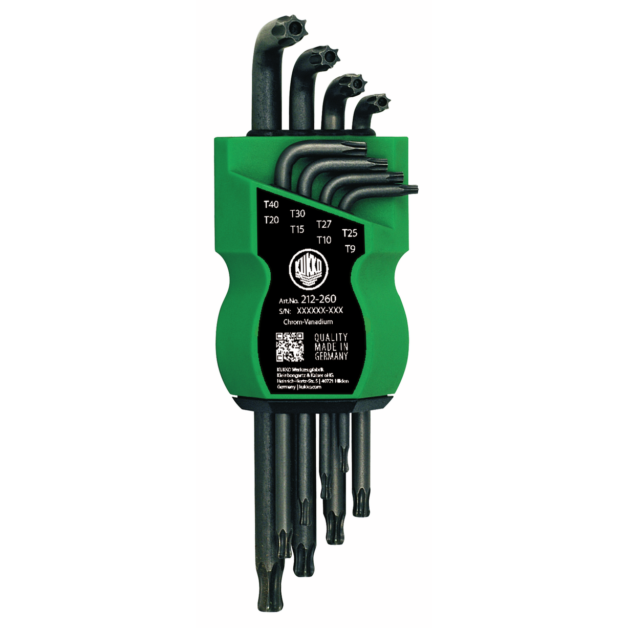Kukko 212-260 - TX-Angle Screwdriver Set with Key Sizes 9, 10, 15, 20, 25, 27, 30, 40