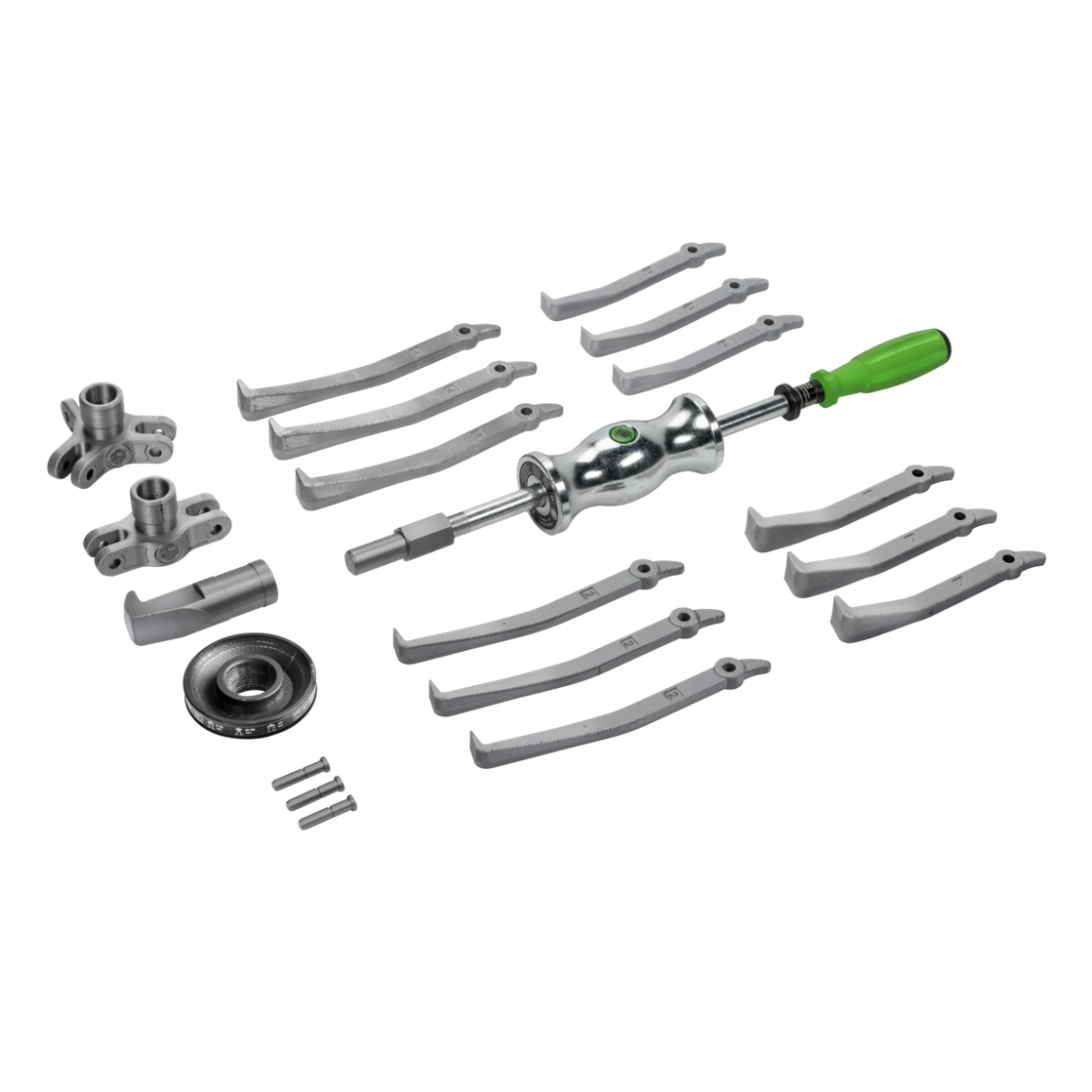 Kukko 224-178 - Puller set with sliding hammer, up to 150 mm spread, 170 mm reach, 21-piece