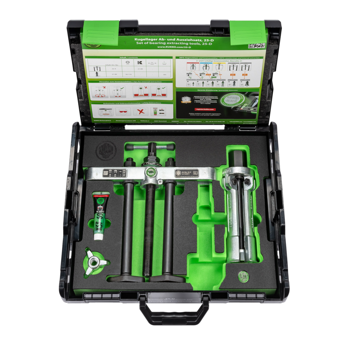 Kukko 25-D - Ball Bearing Extraction Set with Counter Stay ¯ 56-110 mm