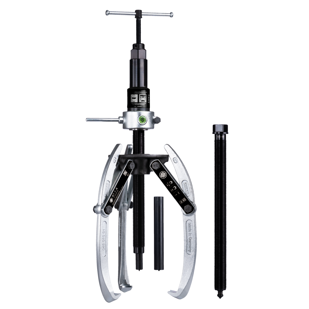 Kukko 47-1-B - Heavy-duty, 3-arm universal puller 300 x 300 mm with swiveling puller legs, combination crosshead and grease-hydraulic spindle tractive force up to 15 t