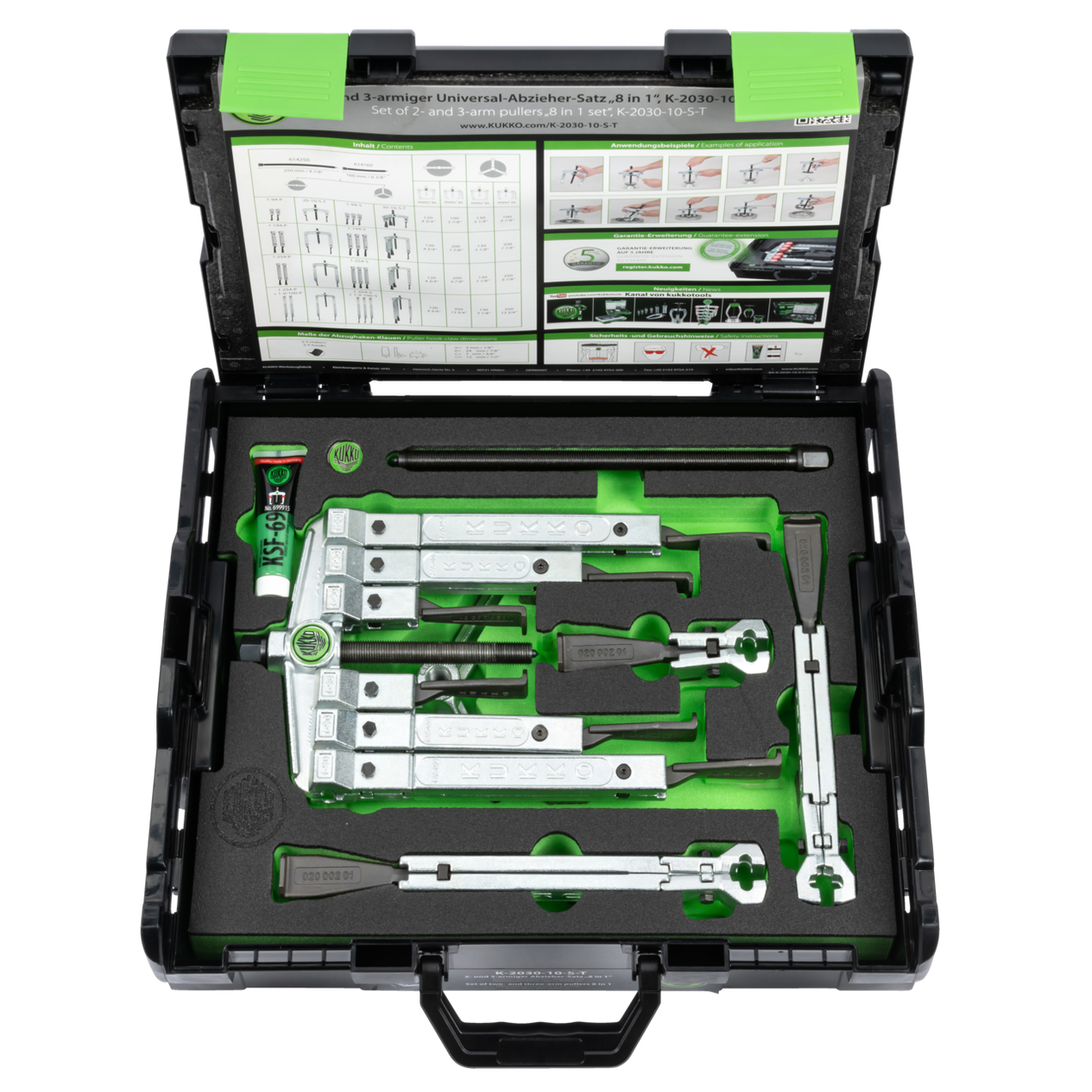 Kukko K-2030-10-S-T - 2-, 3-jaw universal puller set with extremely narrow jaws