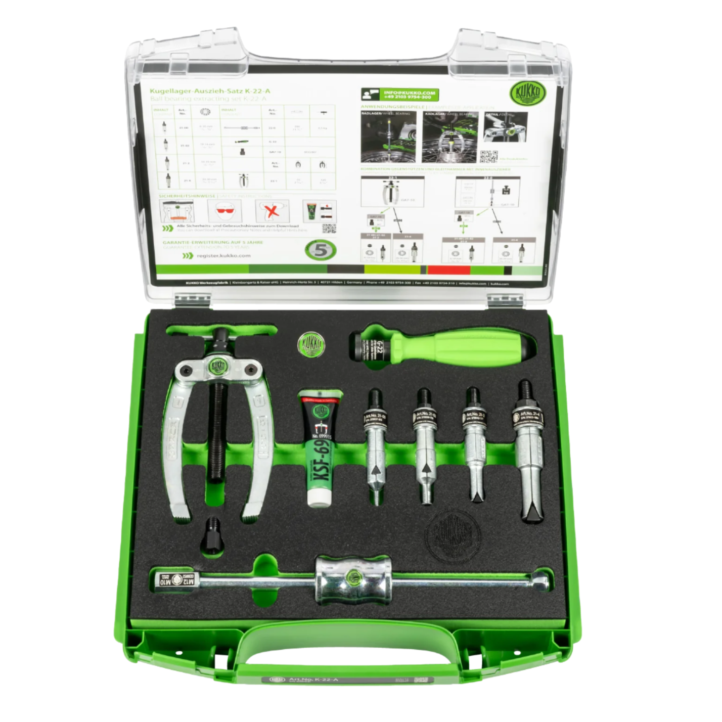 Kukko K-22-A | 8-Piece Ball Bearing Extraction Set Ø 6-30 mm