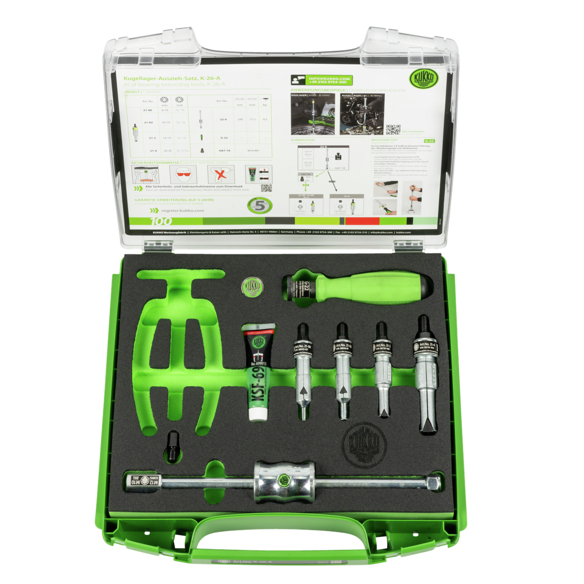 Kukko K-26-A - Ball Bearing Puller Set with Sliding Hammer ¯ 6-30 mm
