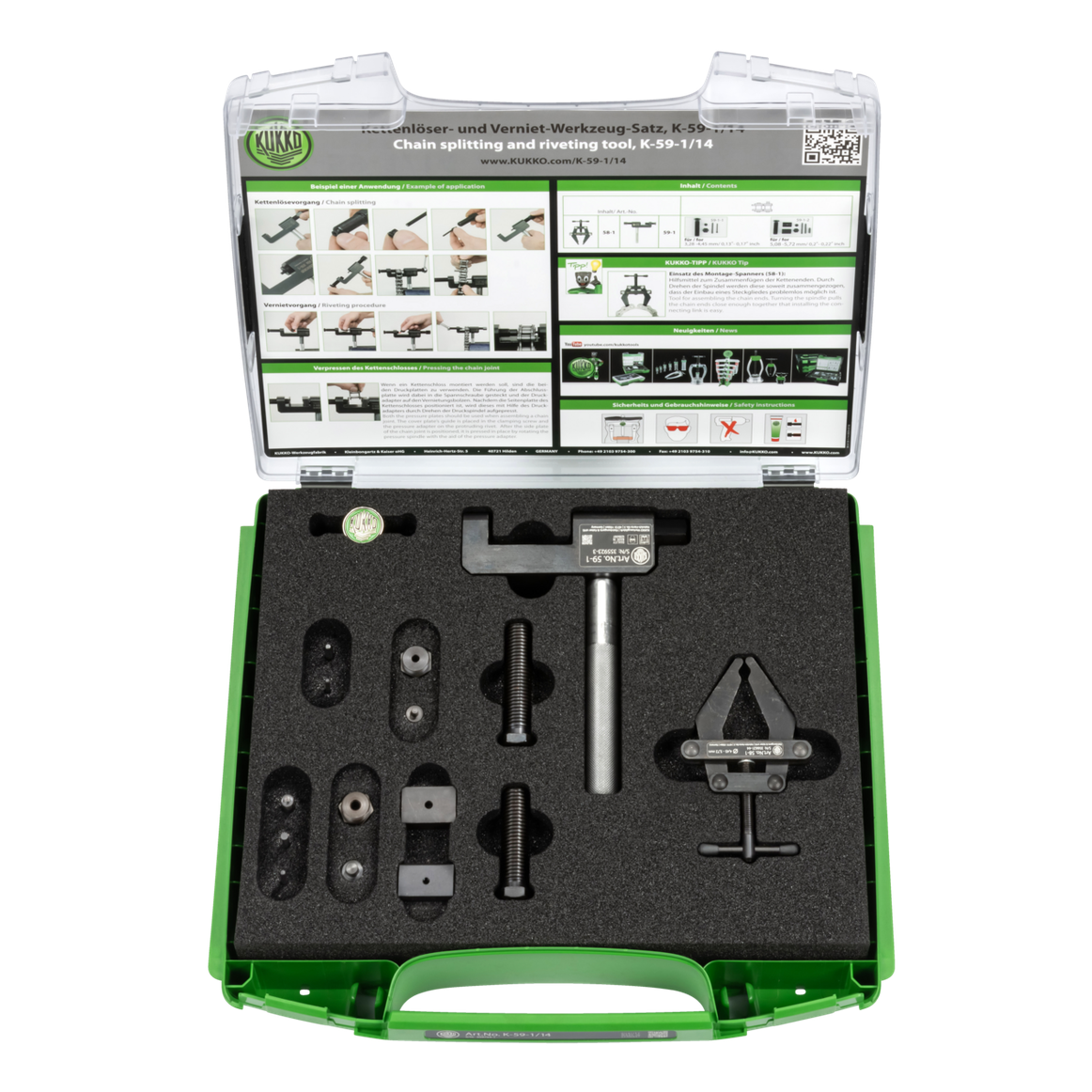 Kukko K-59-1/14 - Chain tensioner set with a spread of 9 mm - 46 mm suitable for chain pin diameter ¯ 3,28 - 5,72