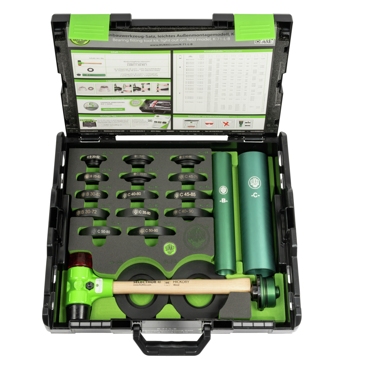 Kukko K-71-L-B - Ball Bearing Installation Kits - Lightweight Job Site Model for Medium to Large Bearings