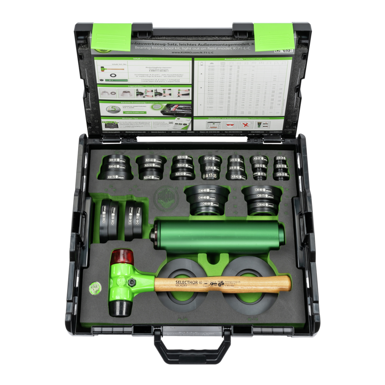 Kukko K-71-L-C - Ball Bearing Installation Kits - Lightweight Job Site Model for Different Size Bearings