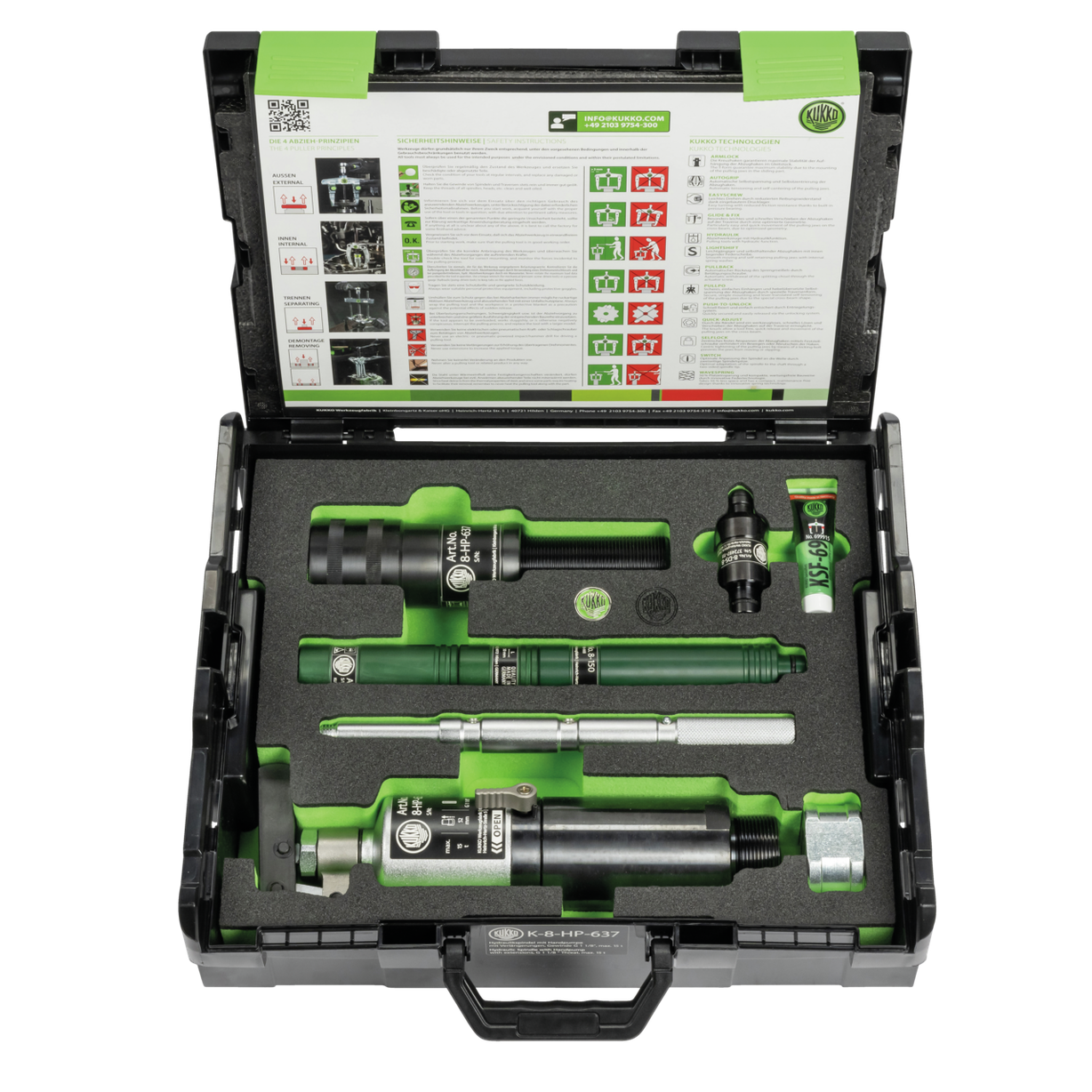 Kukko K-8-HP-637 - Hydraulic spindle with hand lever operation in the case, up to 15 t t tension force thread size