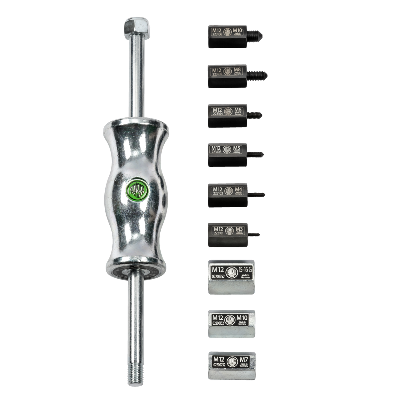 Kukko KS-22-01 | 10-piece sliding hammer set in set with thread adapte ...